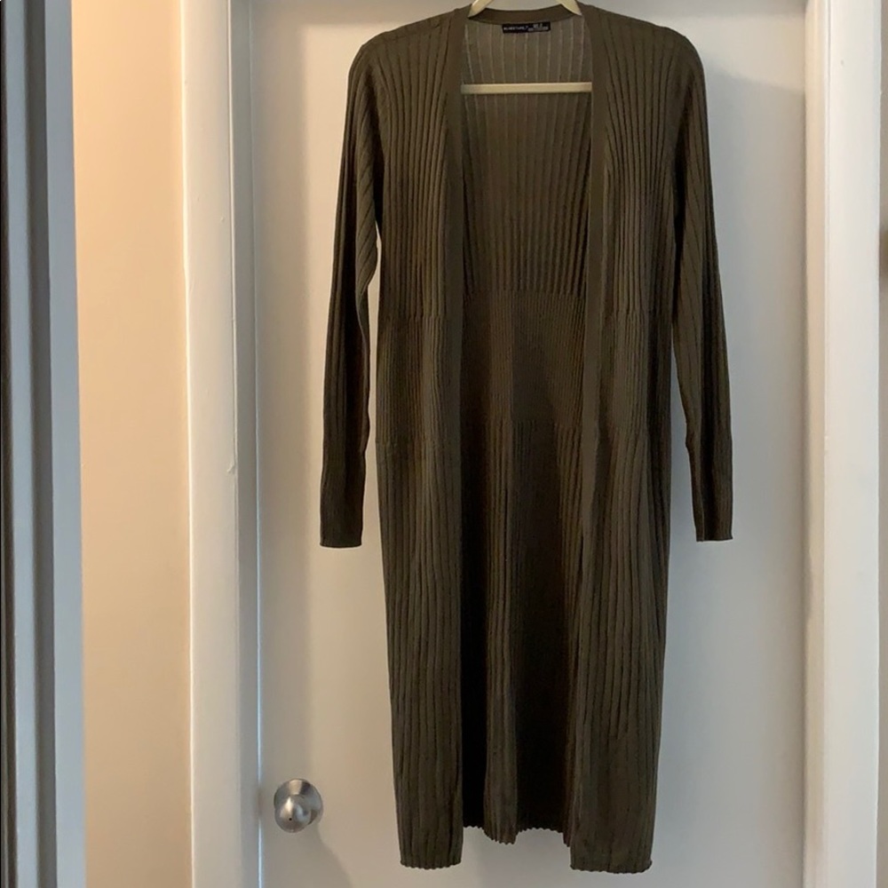 Army green long cardigan